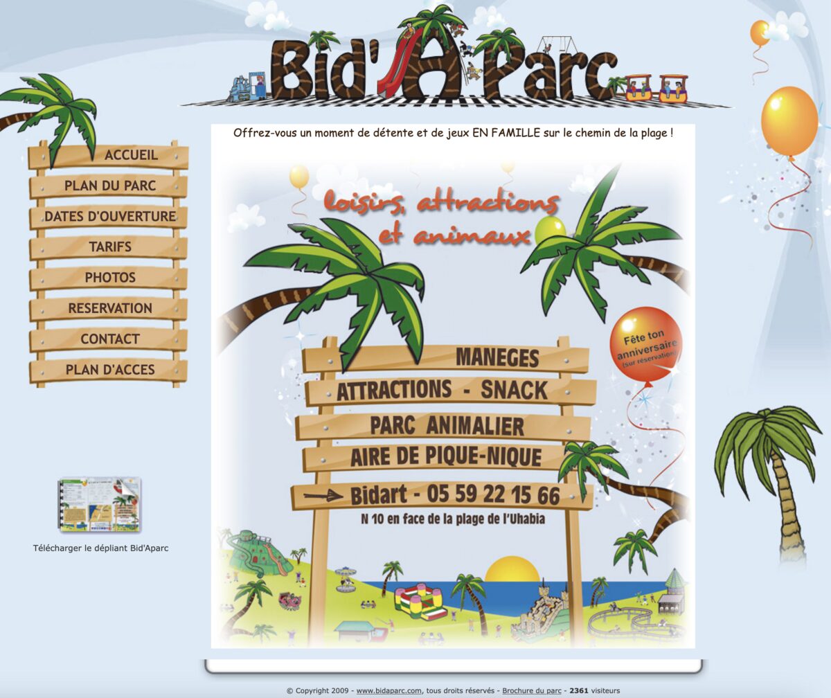 Page d’accueil de Bid’A’Parc