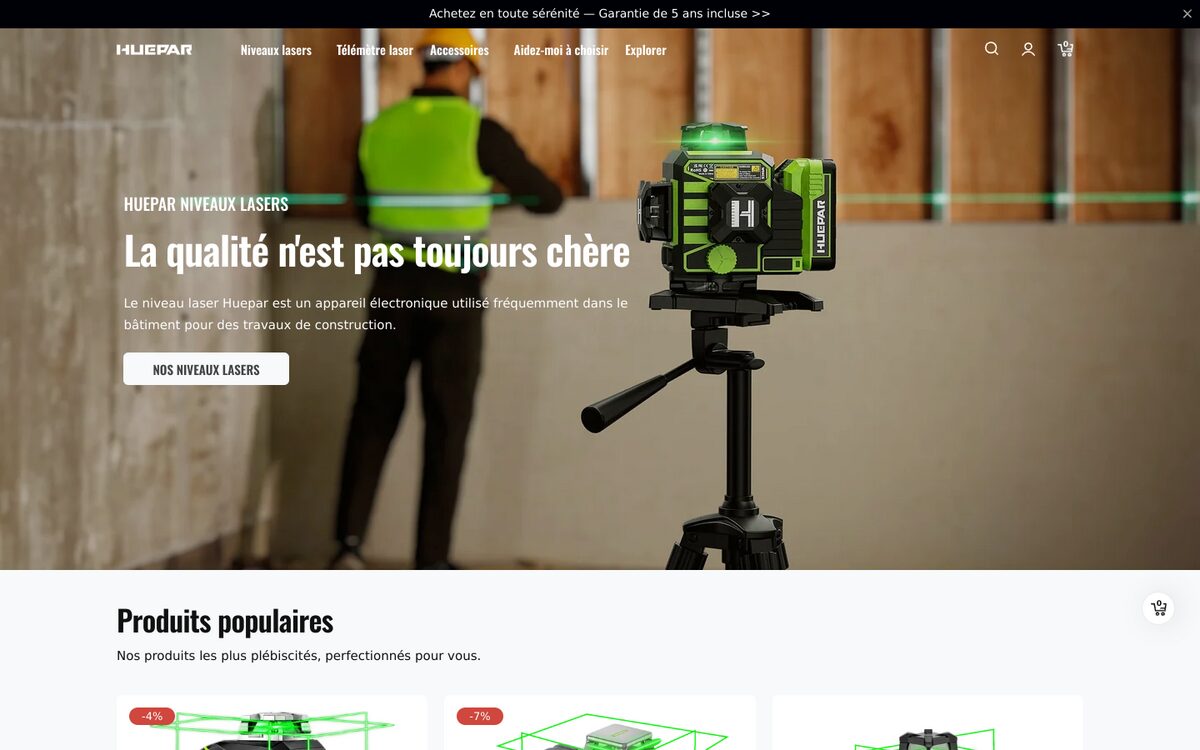 Page d’accueil de Huepar France