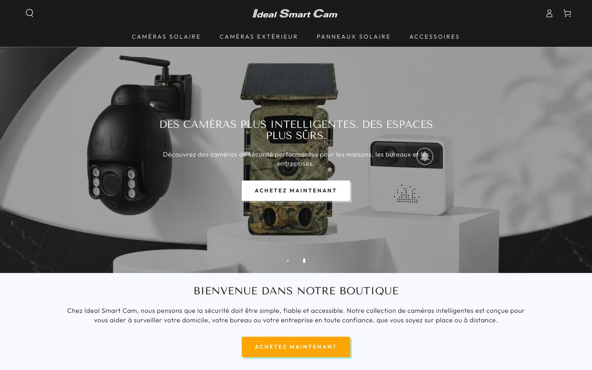 Page d’accueil de Ideal Smart Cam
